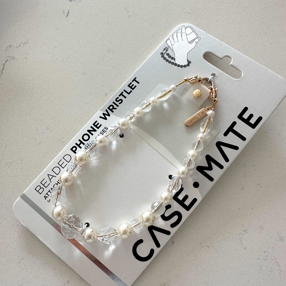 NEW Crystal Pearl Gold Phone Charm
